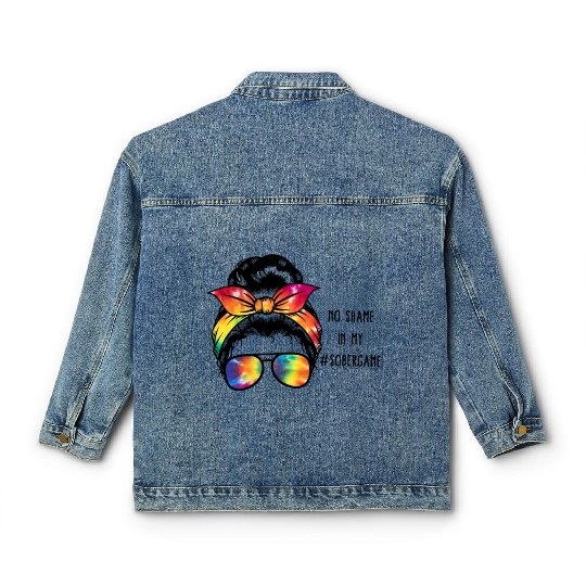 Sobriety Classic Women's Denim Jackets, No Shame In My Sober Game Women