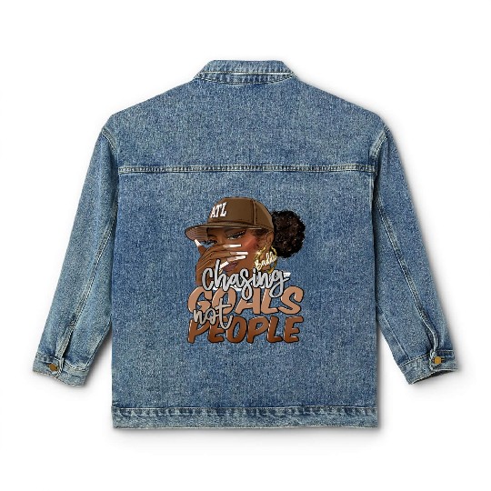 Chasing Goals Not People Black Woman Black Queen Classic Women's Denim Jackets