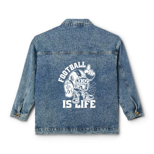 Football Is Life American Football Lover Game Day Classic Women's Denim Jackets