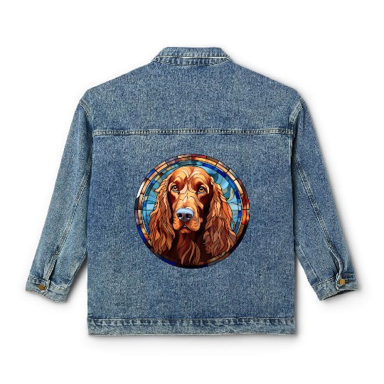 Irish Setter Dog Breed Watercolor Glass Classic Women's Denim Jackets