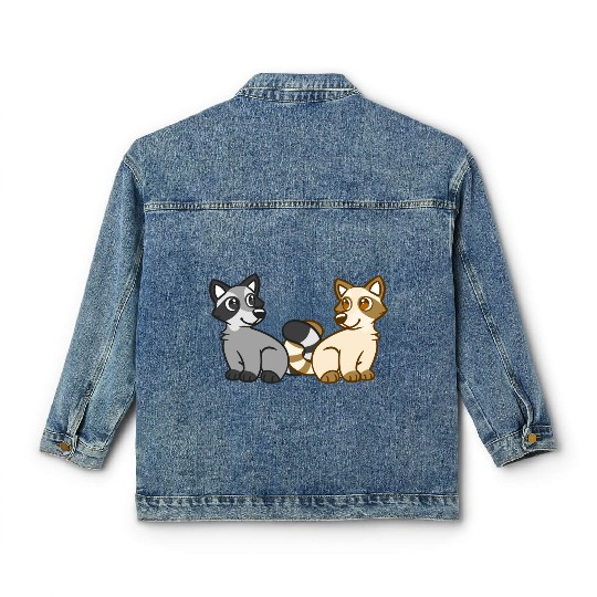 Raccoon Friends In Blue Classic Women's Denim Jackets