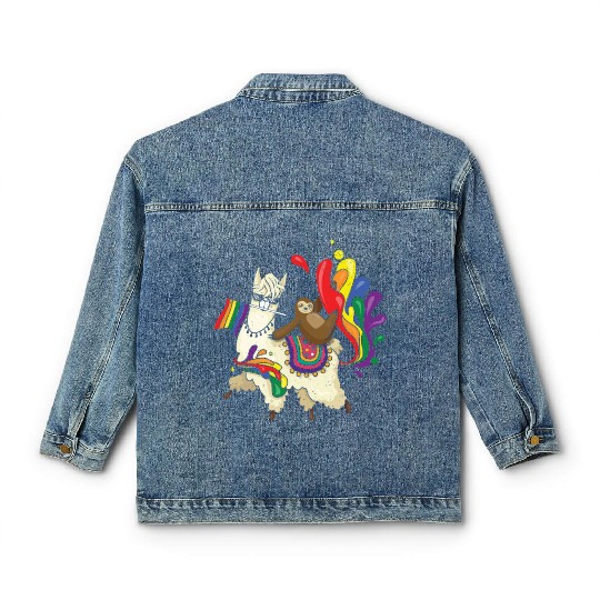 Llama Equality Gay LGBTQ Rainbow LGBT Pride Month Classic Women's Denim Jackets
