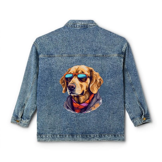 Golden Retriever in the Streets | Dog Lovers Classic Women's Denim Jackets