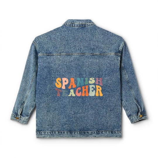 Groovy Spanish Teacher Maestra Bilingual Teaching Classic Women's Denim Jackets