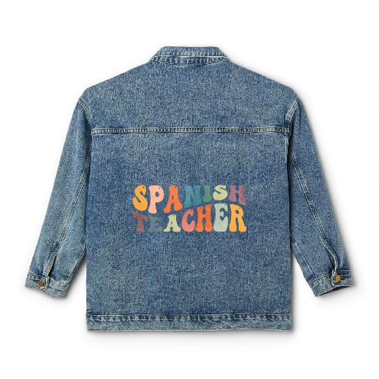 Groovy Spanish Teacher Maestra Bilingual Teaching Classic Women's Denim Jackets