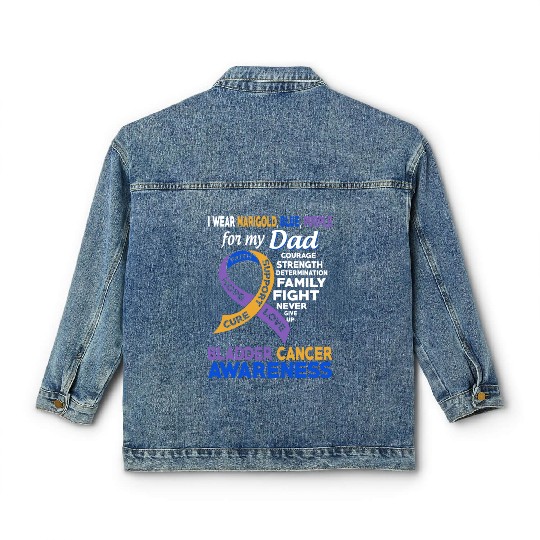 I Wear Marigold Blue Purple For My Dad Bladder Classic Women's Denim Jackets