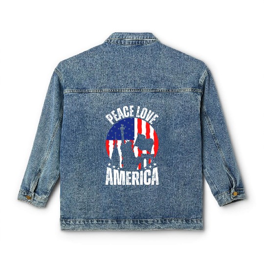"Peace Love America Labor Day Classic Women's Denim Jackets - Celebrate