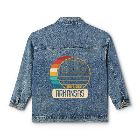Total Solar Eclipse Arkansas April 28 2024 Eclipse Classic Women's Denim Jackets