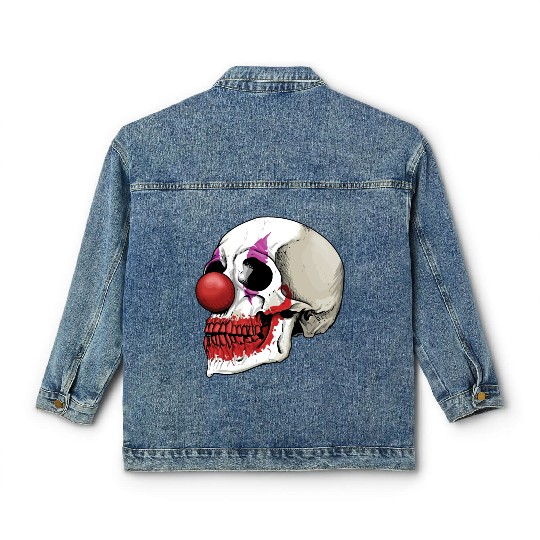 Laughing Clown Skull Fate Until Death Classic Women's Denim Jackets