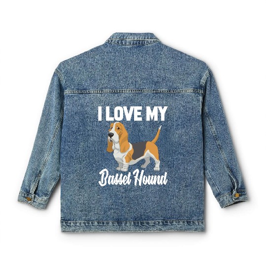 I Love My Basset Hound Classic Women's Denim Jackets Funny Gifts For Men