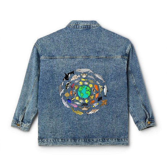 World Oceans Day Sea Life Classic Women's Denim Jackets