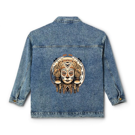 music, african sound, drum, gift Classic Women's Denim Jackets