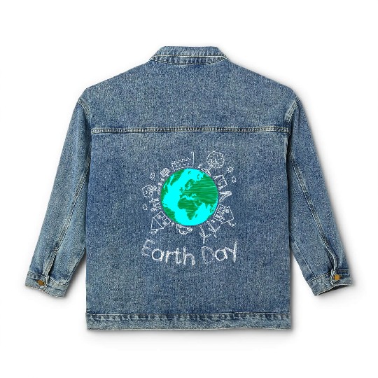 Save The Earth Cute Funny Classic Women's Denim Jackets