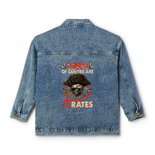 Pi Day Pirate 3 14 Math Geek Teacher Celebrate Classic Women's Denim Jackets
