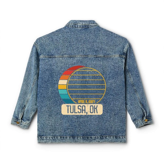Total Solar Eclipse Oklahoma Tulsa April 28 2024Tu Classic Women's Denim Jackets