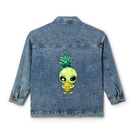 Alien with Pineapple Hair Classic Women's Denim Jackets