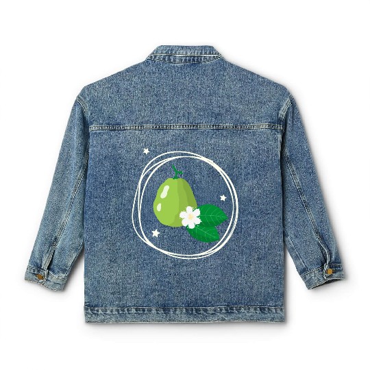 Guava With Flower And Leaves Classic Women's Denim Jackets