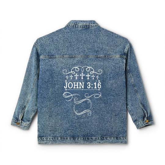 John 3:16 Love Jesus Christian Christmas Classic Women's Denim Jackets