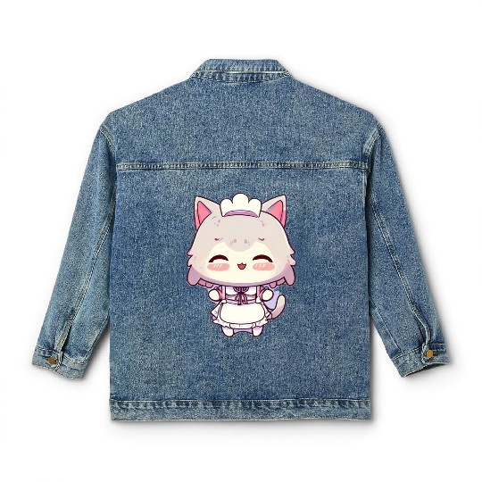 Yuki Kawaii Cat Maid Anime Manga Classic Women's Denim Jackets