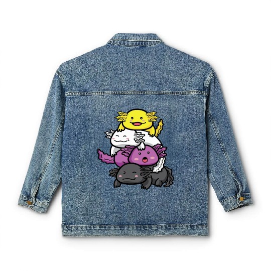 Axolotl Nonbinary Flag Kawaii Classic Women's Denim Jackets