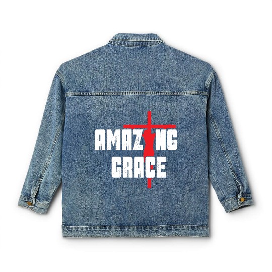 Amazing Grace Love Jesus Christian Christmas Classic Women's Denim Jackets