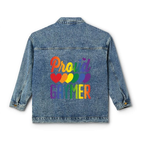 Proud Gaymer Gay Pride Lesbian Rainbow Flag Classic Women's Denim Jackets