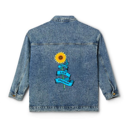 Sunflower Peace love freedom Classic Women's Denim Jackets