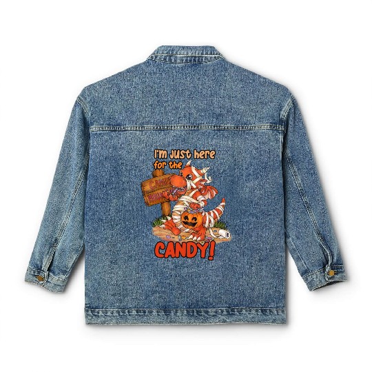 I'm Just Here For Candy Halloween Dragon Mummy Classic Women's Denim Jackets