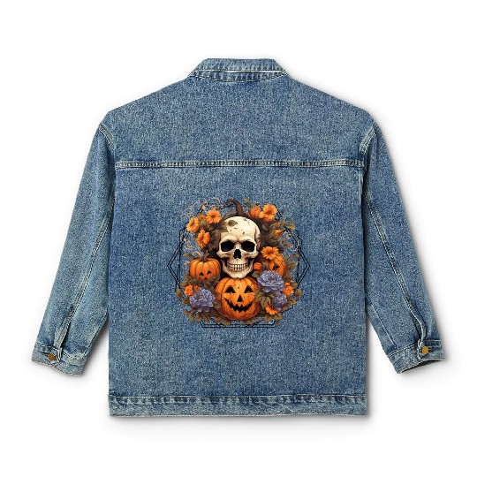 Indie skull design Halloween Gift Classic Women's Denim Jackets