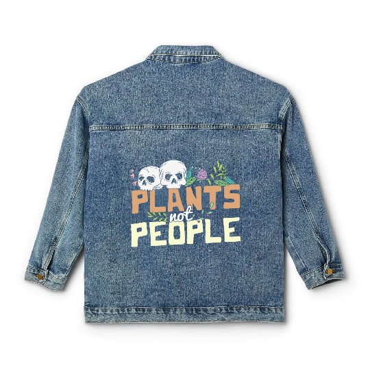 Plants Not People Skulls And Wildflowers Funny Classic Women's Denim Jackets