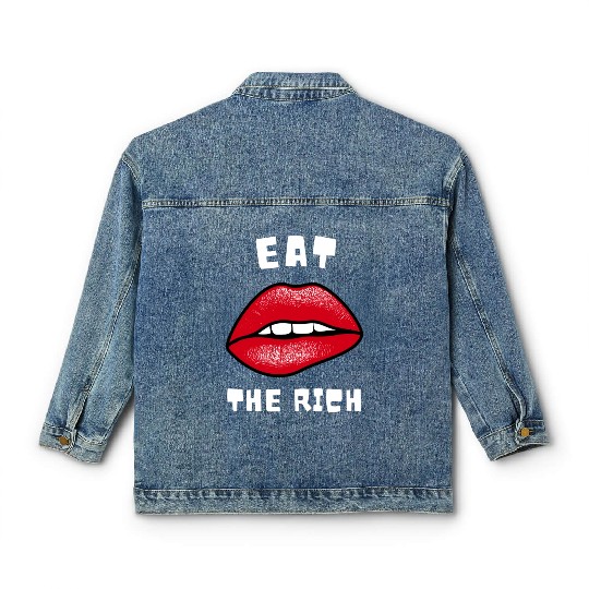 Eat The Rich Red Lips Socialist Classic Women's Denim Jackets