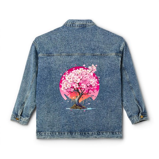 Cherry Blossom Classic Women's Denim Jackets