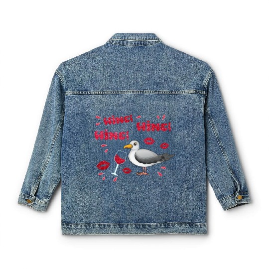Wine Seagull Bird Lover Shorebird Seagulls Classic Women's Denim Jackets