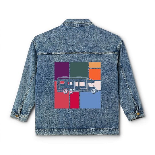 Vintage Camper – Retro Road Trip Classic Women's Denim Jackets