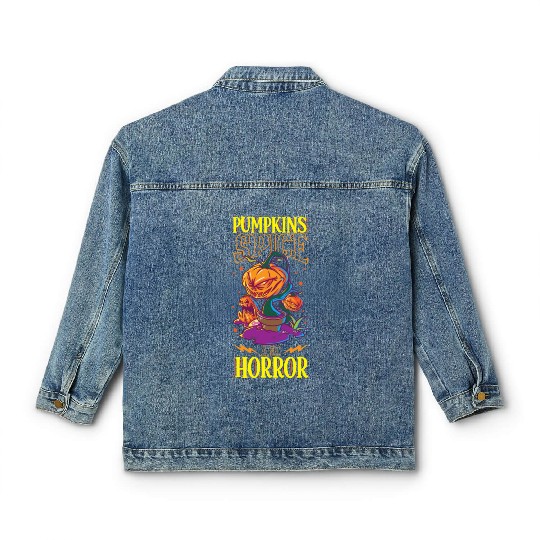 Scary Pumpkin Halloween Costume Autumn Fall Gift Classic Women's Denim Jackets