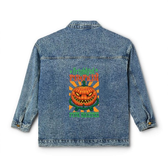 Scary Pumpkin Halloween Costume Autumn Fall Gift Classic Women's Denim Jackets