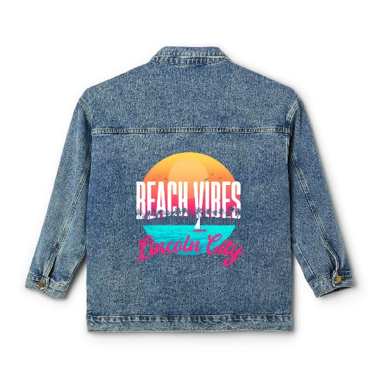 Beachs Lincoln City Summer Oregon Tropical Beach Classic Women's Denim Jackets