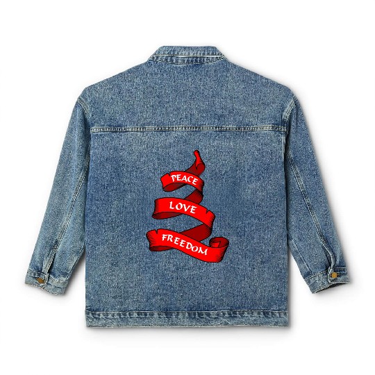 Peace love freedom red Classic Women's Denim Jackets