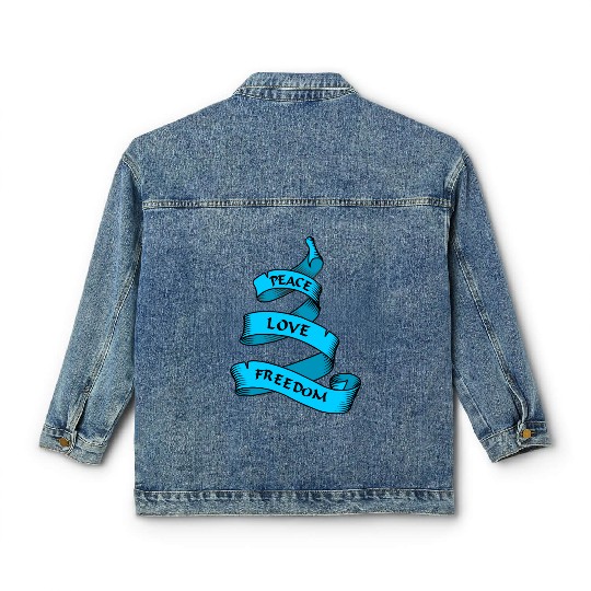 Peace love freedom blue Classic Women's Denim Jackets