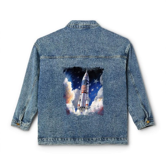 Patriotic Starship US Astronauts Stars and Stripes Classic Women's Denim Jackets