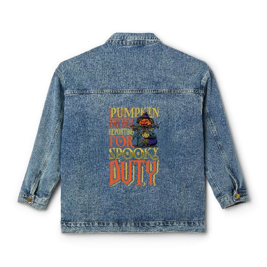 Scary Pumpkin Halloween Costume Autumn Fall Gift Classic Women's Denim Jackets