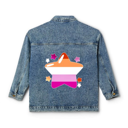 Lgbtq Pride Flag Stars Lesbian Classic Women's Denim Jackets