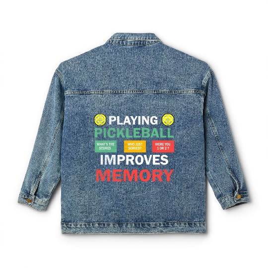 Playing Pickleball improves memory Pickleball Classic Women's Denim Jackets