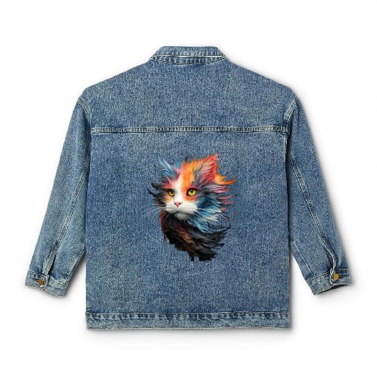 Persian Cat Masterful Animal Painting Classic Women's Denim Jackets