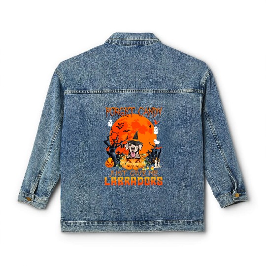 Forget Candy Just Give Me Labradors Pumpkin Classic Women's Denim Jackets