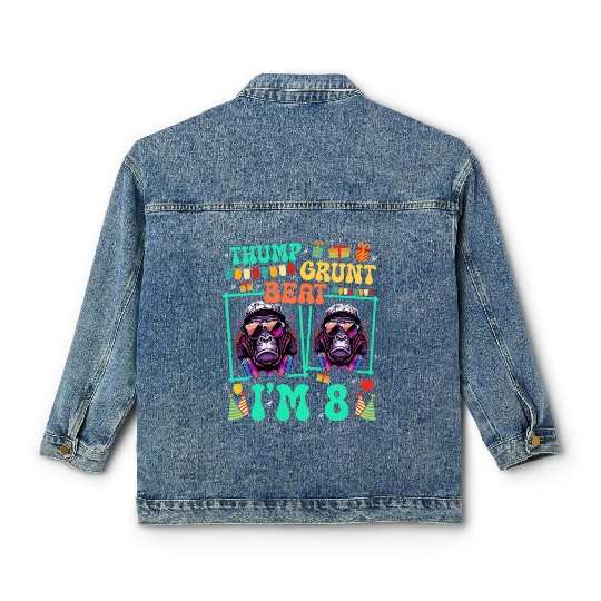 Thump Grunt Beat I'm 8 Gorilla Lover Kid 8th Classic Women's Denim Jackets