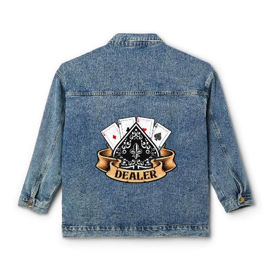 Classic Blackjack Dealer Gambling Card Game Casino Classic Women's Denim Jackets