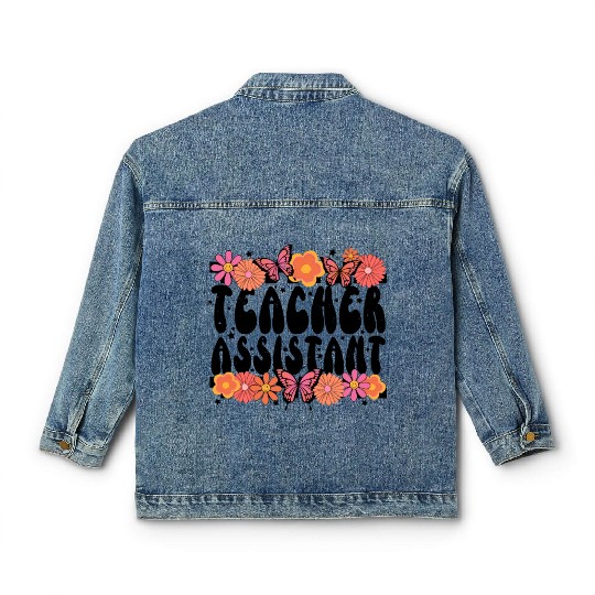 Floral Teacher Assistant Classic Women's Denim Jackets
