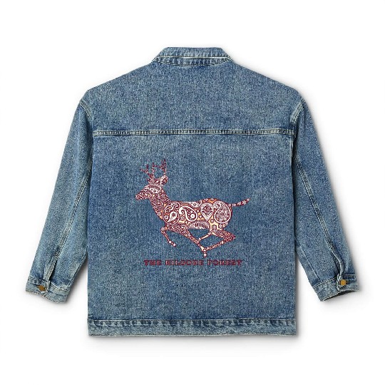 Deer - Maroon Classic Women's Denim Jackets
