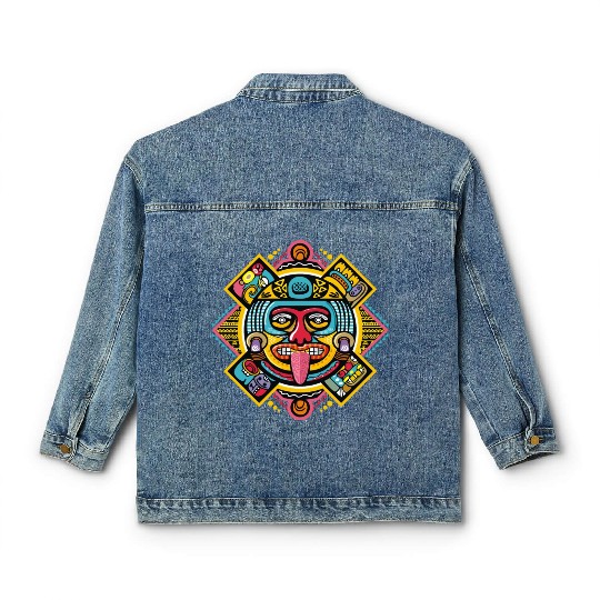 Colorful Aztec Illustration: Ethnic Ornament Classic Women's Denim Jackets